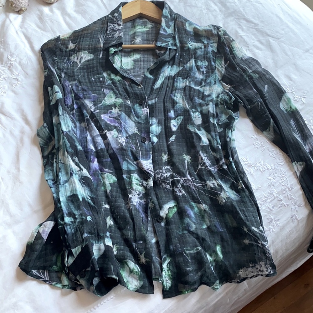Theory Silk Blouse (Moody Floral)